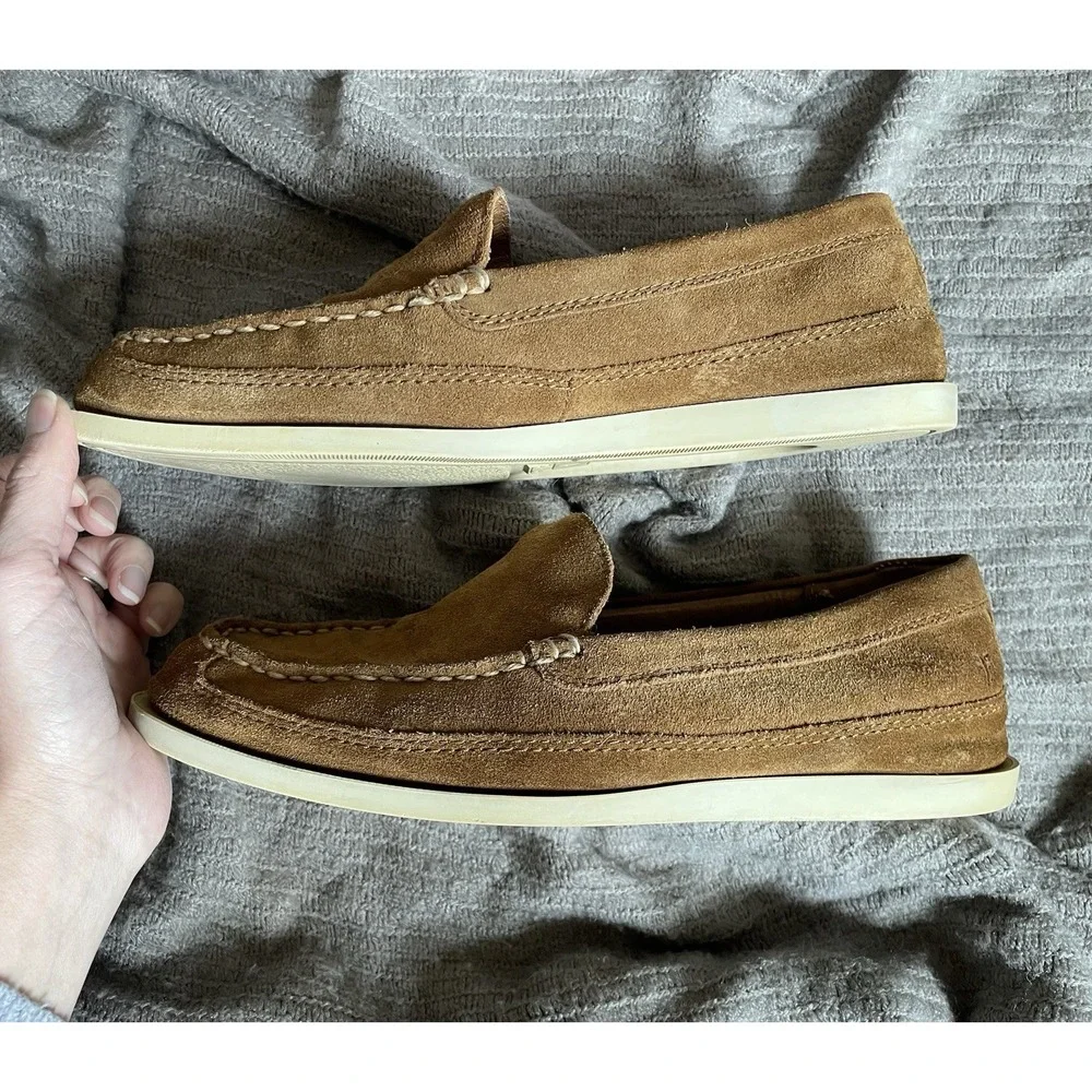 FRYE BAXTER Men's Slip On Loafer Shoes Brown Suede Leather Size 9.5